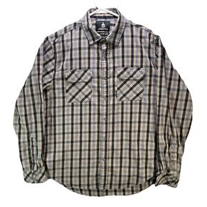 Kryptek Flannel Shirt Mens Large Plaid Western Snap Button Long Sleeve Stretch